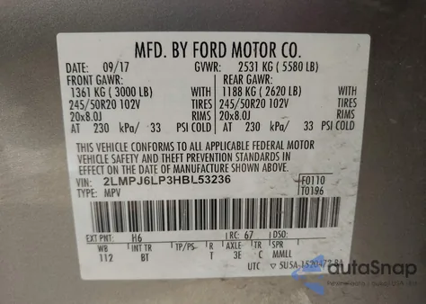 2017 Lincoln Mkx Reserve from USA, damaged, VIN 2LMPJ6LP3HBL53236